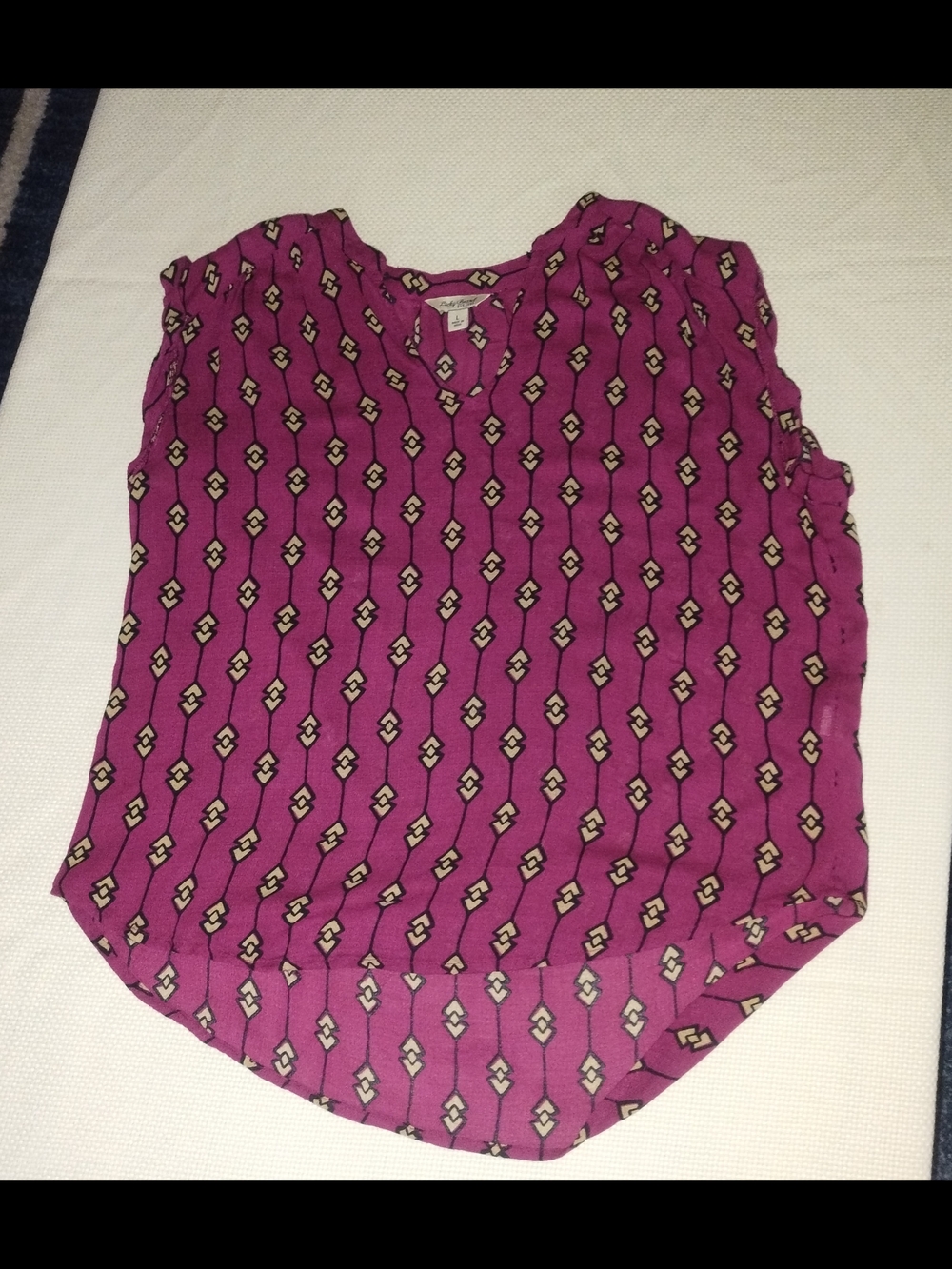 Lucky Brand Magenta Geometric Print Sleeveless Top